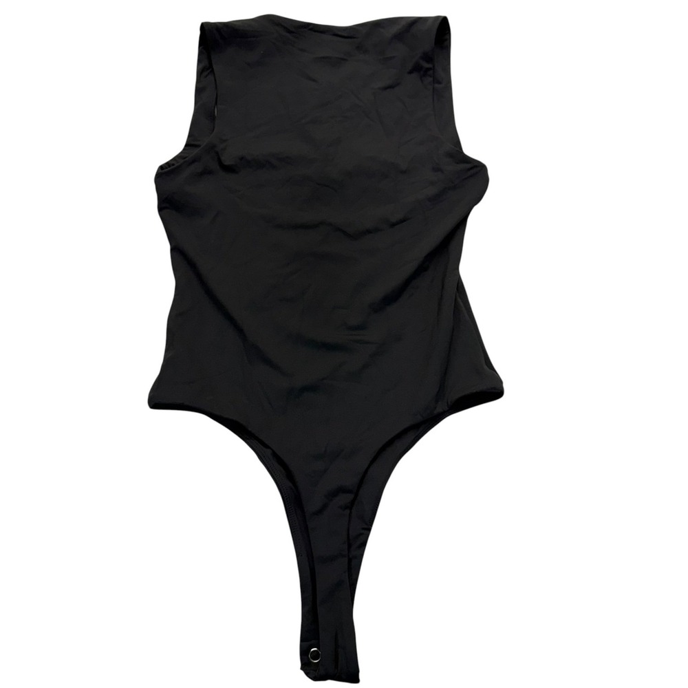 Quinsen Black Square Neck Bodysuit Womens Size Small Sleeveless Stretch - Picture 3 of 7